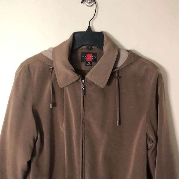 💦☔️Gallery All-weather coat! removable lining & hood! light brown! PreLoved! S/M - Picture 3 of 16